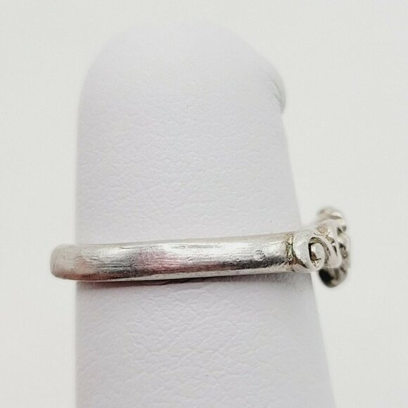 925 Sterling Silver Midi Ring Flower Motif Open Back Adjustable Pinky Ring - Picture 6 of 11